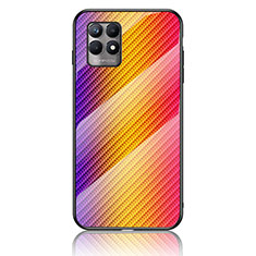 Carcasa Bumper Funda Silicona Espejo Gradiente Arco iris LS2 para Realme 8i Naranja