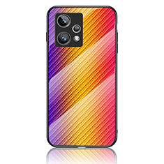 Carcasa Bumper Funda Silicona Espejo Gradiente Arco iris LS2 para Realme 9 Pro+ Plus 5G Naranja