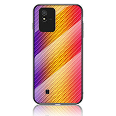 Carcasa Bumper Funda Silicona Espejo Gradiente Arco iris LS2 para Realme C20 Naranja