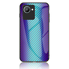 Carcasa Bumper Funda Silicona Espejo Gradiente Arco iris LS2 para Realme C30 Azul