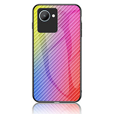 Carcasa Bumper Funda Silicona Espejo Gradiente Arco iris LS2 para Realme C30 Rosa