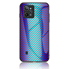 Carcasa Bumper Funda Silicona Espejo Gradiente Arco iris LS2 para Realme C31 Azul