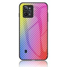 Carcasa Bumper Funda Silicona Espejo Gradiente Arco iris LS2 para Realme C31 Rosa