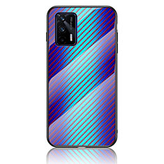 Carcasa Bumper Funda Silicona Espejo Gradiente Arco iris LS2 para Realme GT 5G Azul