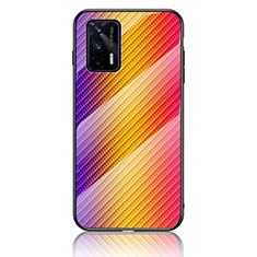 Carcasa Bumper Funda Silicona Espejo Gradiente Arco iris LS2 para Realme GT 5G Naranja