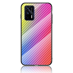 Carcasa Bumper Funda Silicona Espejo Gradiente Arco iris LS2 para Realme GT 5G Rosa