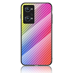 Carcasa Bumper Funda Silicona Espejo Gradiente Arco iris LS2 para Realme GT Neo 3T 5G Rosa