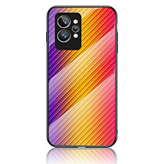 Carcasa Bumper Funda Silicona Espejo Gradiente Arco iris LS2 para Realme GT2 Pro 5G Naranja