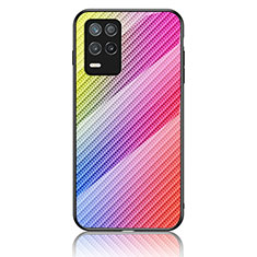 Carcasa Bumper Funda Silicona Espejo Gradiente Arco iris LS2 para Realme Narzo 30 5G Rosa