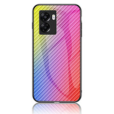 Carcasa Bumper Funda Silicona Espejo Gradiente Arco iris LS2 para Realme Q5i 5G Rosa