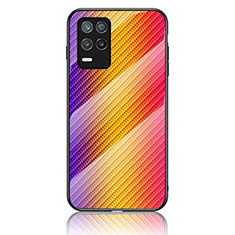 Carcasa Bumper Funda Silicona Espejo Gradiente Arco iris LS2 para Realme V13 5G Naranja