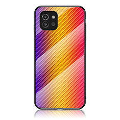 Carcasa Bumper Funda Silicona Espejo Gradiente Arco iris LS2 para Samsung Galaxy A03 Naranja