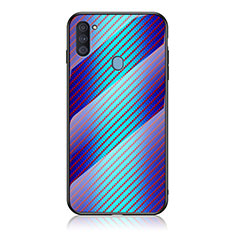 Carcasa Bumper Funda Silicona Espejo Gradiente Arco iris LS2 para Samsung Galaxy A11 Azul