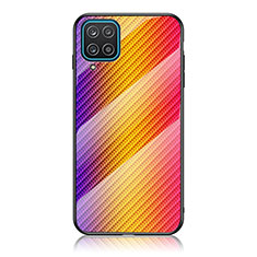 Carcasa Bumper Funda Silicona Espejo Gradiente Arco iris LS2 para Samsung Galaxy A12 5G Naranja