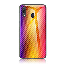 Carcasa Bumper Funda Silicona Espejo Gradiente Arco iris LS2 para Samsung Galaxy A20 Naranja