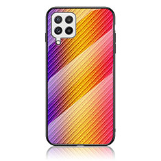 Carcasa Bumper Funda Silicona Espejo Gradiente Arco iris LS2 para Samsung Galaxy A22 4G Naranja