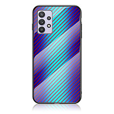 Carcasa Bumper Funda Silicona Espejo Gradiente Arco iris LS2 para Samsung Galaxy A32 4G Azul