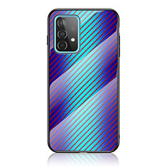 Carcasa Bumper Funda Silicona Espejo Gradiente Arco iris LS2 para Samsung Galaxy A52 4G Azul