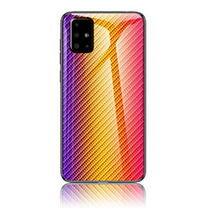 Carcasa Bumper Funda Silicona Espejo Gradiente Arco iris LS2 para Samsung Galaxy A71 4G A715 Naranja