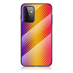 Carcasa Bumper Funda Silicona Espejo Gradiente Arco iris LS2 para Samsung Galaxy A72 4G Naranja