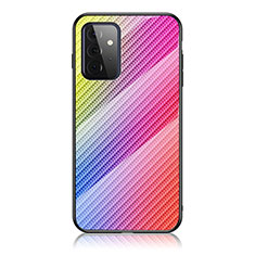 Carcasa Bumper Funda Silicona Espejo Gradiente Arco iris LS2 para Samsung Galaxy A72 4G Rosa