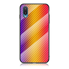 Carcasa Bumper Funda Silicona Espejo Gradiente Arco iris LS2 para Samsung Galaxy M02 Naranja