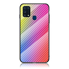 Carcasa Bumper Funda Silicona Espejo Gradiente Arco iris LS2 para Samsung Galaxy M21s Rosa