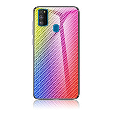 Carcasa Bumper Funda Silicona Espejo Gradiente Arco iris LS2 para Samsung Galaxy M30s Rosa