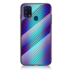 Carcasa Bumper Funda Silicona Espejo Gradiente Arco iris LS2 para Samsung Galaxy M31 Prime Edition Azul