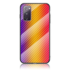 Carcasa Bumper Funda Silicona Espejo Gradiente Arco iris LS2 para Samsung Galaxy S20 FE 5G Naranja