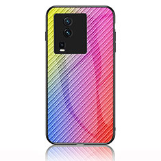 Carcasa Bumper Funda Silicona Espejo Gradiente Arco iris LS2 para Vivo iQOO Neo7 SE Rosa