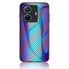 Carcasa Bumper Funda Silicona Espejo Gradiente Arco iris LS2 para Vivo T1 Pro 5G Azul