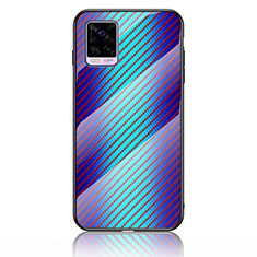 Carcasa Bumper Funda Silicona Espejo Gradiente Arco iris LS2 para Vivo V20 (2021) Azul