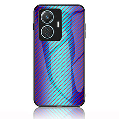 Carcasa Bumper Funda Silicona Espejo Gradiente Arco iris LS2 para Vivo Y55 4G Azul