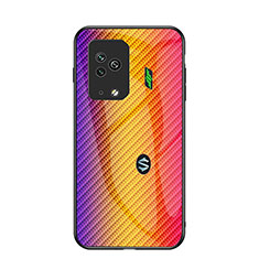 Carcasa Bumper Funda Silicona Espejo Gradiente Arco iris LS2 para Xiaomi Black Shark 5 Pro 5G Naranja