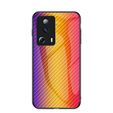 Carcasa Bumper Funda Silicona Espejo Gradiente Arco iris LS2 para Xiaomi Civi 2 5G Naranja