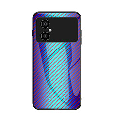 Carcasa Bumper Funda Silicona Espejo Gradiente Arco iris LS2 para Xiaomi Poco M4 5G Azul