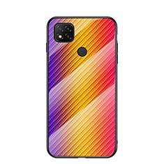 Carcasa Bumper Funda Silicona Espejo Gradiente Arco iris LS2 para Xiaomi Redmi 9 Activ Naranja