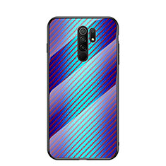 Carcasa Bumper Funda Silicona Espejo Gradiente Arco iris LS2 para Xiaomi Redmi 9 Azul