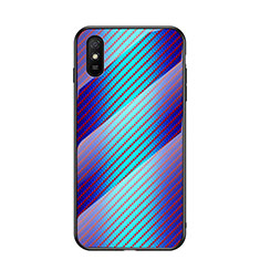 Carcasa Bumper Funda Silicona Espejo Gradiente Arco iris LS2 para Xiaomi Redmi 9i Azul