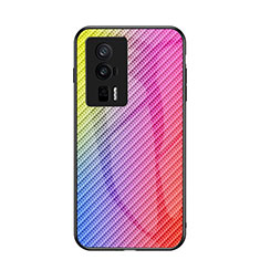 Carcasa Bumper Funda Silicona Espejo Gradiente Arco iris LS2 para Xiaomi Redmi K60 Pro 5G Rosa