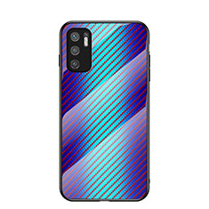 Carcasa Bumper Funda Silicona Espejo Gradiente Arco iris LS2 para Xiaomi Redmi Note 10 5G Azul