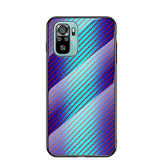 Carcasa Bumper Funda Silicona Espejo Gradiente Arco iris LS2 para Xiaomi Redmi Note 10S 4G Azul