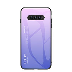 Carcasa Bumper Funda Silicona Espejo Gradiente Arco iris LS3 para Xiaomi Black Shark 4 5G Purpura Claro