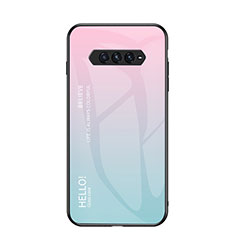 Carcasa Bumper Funda Silicona Espejo Gradiente Arco iris LS3 para Xiaomi Black Shark 4 Pro 5G Cian