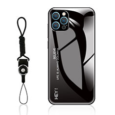 Carcasa Bumper Funda Silicona Espejo Gradiente Arco iris M01 para Apple iPhone 13 Pro Negro