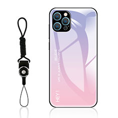 Carcasa Bumper Funda Silicona Espejo Gradiente Arco iris M01 para Apple iPhone 14 Pro Max Rosa