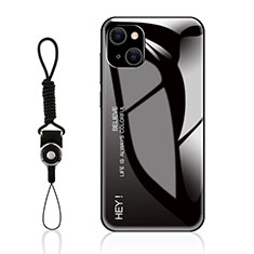 Carcasa Bumper Funda Silicona Espejo Gradiente Arco iris M01 para Apple iPhone 15 Negro