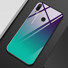 Carcasa Bumper Funda Silicona Espejo Gradiente Arco iris M01 para Huawei Y9 (2019) Cian