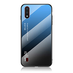 Carcasa Bumper Funda Silicona Espejo Gradiente Arco iris M01 para Samsung Galaxy A01 SM-A015 Azul